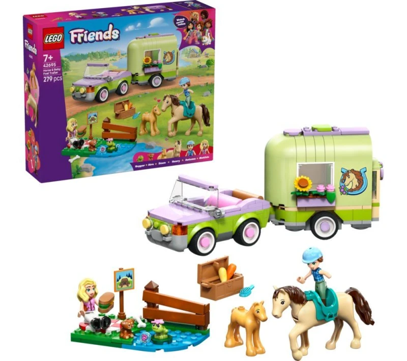 Image of LEGO Friends 42695 Horse & Baby Foal Trailer Set 5702018033265