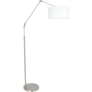 Image of Sienna Prestige Chic Floor Lamp with Shade Steel Brushed, Linen White