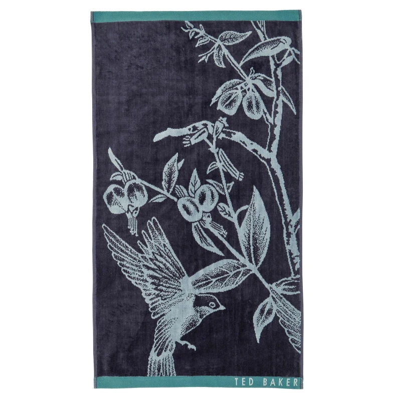 Image of Ted Baker 'Botanical Birds' Cotton Towel Navy
