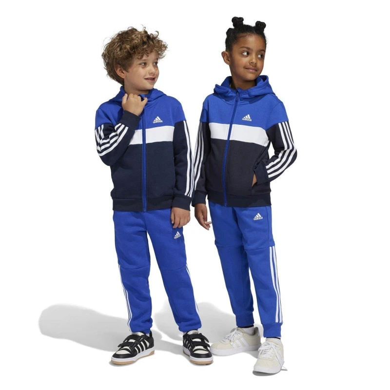 Image of adidas Kids Tiberio Colorblock Fleece Tracksuit Kids - Blue Blue 5 - 6 Years