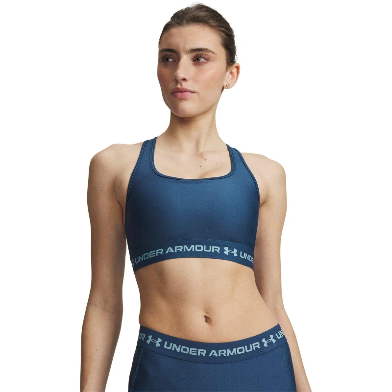 Image of Under Armour Womens Crossback Medium Impact Sports Bra Blue/Blue Haze female 10 (S)
