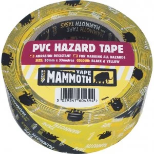 image of Everbuild PVC Hazard Tape Black / Yellow 50mm 33m