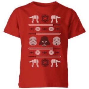 Image of Star Wars Imperial Knit Kids Christmas T-Shirt - Red - 11-12 Years