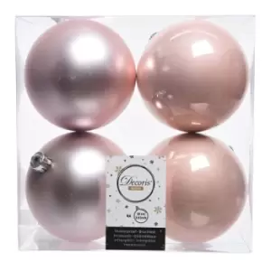 image of Kaemingk Shatterproof Plain Christmas Baubles (Pack Of 4) (10cm) (Blush Pink) - Blush Pink