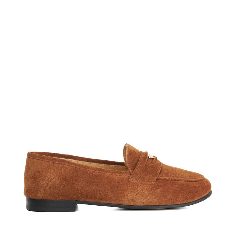 Image of Dune London Womens 'Greek' Suede Loafers in Brown Size: 3 Brown Female 3