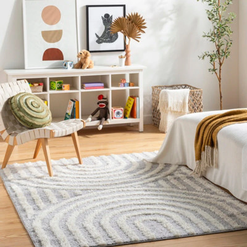 Image of Livabliss Shaggy Modern Plush Pile Grey Marava Area Rug 160 X 213cm - Easy Care, Non Shedding, Ideal For Living Room & Bedroom