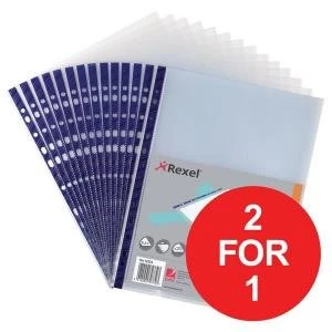 image of Rexel Nyrex A4 Reinforced Top Opening Pockets Clear Ref 12233 Pack of