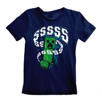 image of Minecraft - Creepers Unisex 12-13 Years T-Shirt - Navy