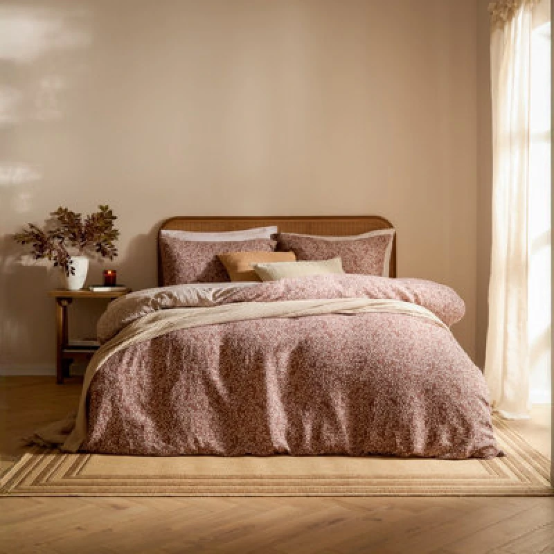 Image of Yard Perrie Leaf Muslin Duvet Cover Bedding Set Cinnamon