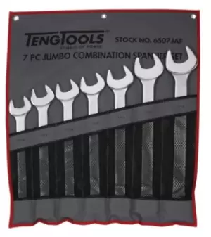 image of Teng Tools 6507JAF 7 Piece Jumbo Imperial Combination Spanner Set in Tool Roll