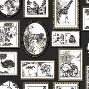 Image of Holden Safari Frames Black and Gold Wallpaper