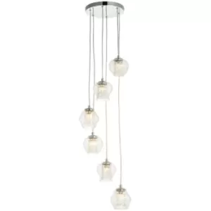 image of Endon Mesmer Plate Pendant Ceiling Lamp, Chrome Plate With Glass, Glass Beads