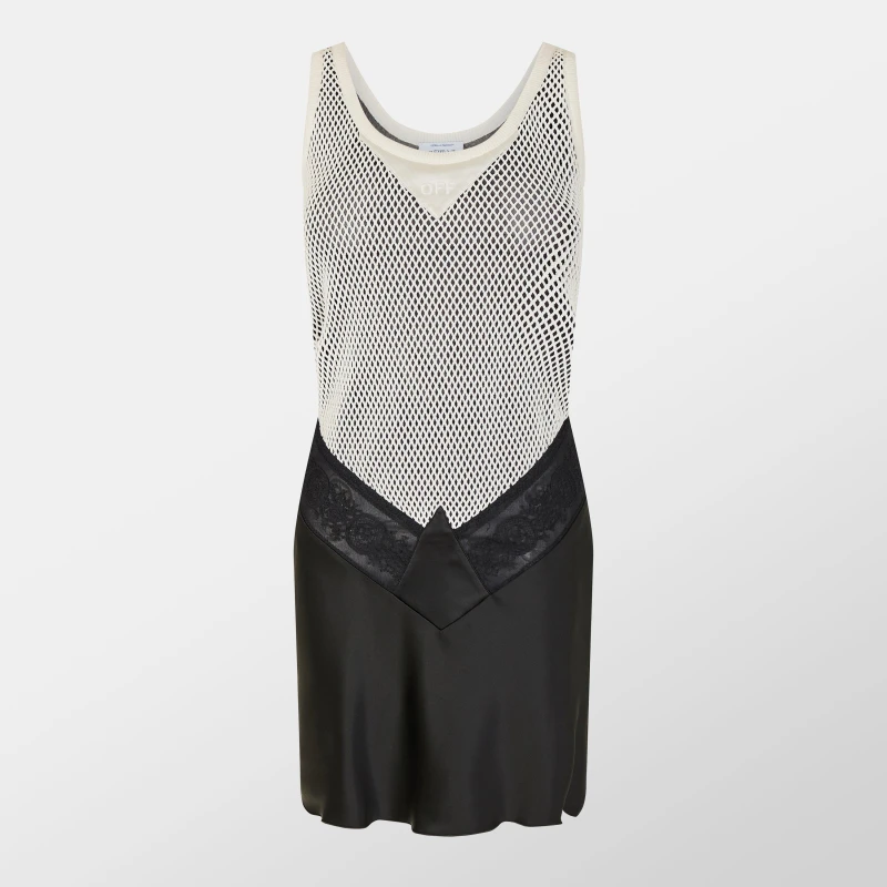Image of Off White Womens Fishnet Mini Dress Coconut female 4 (3XS)