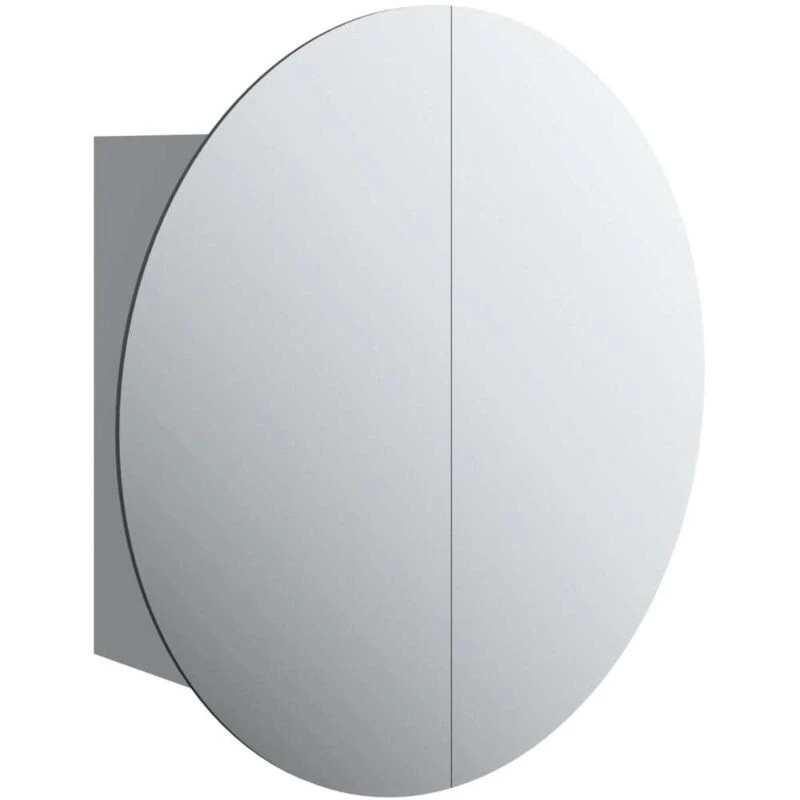 Image of vidaXL Bathroom Cabinet with Round Mirror&LED Grey 40x40x17.5 cm, Grey 345581