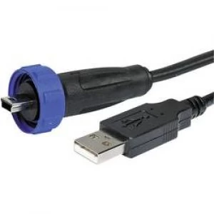 Image of Bulgin PX04412M00 USB Plug Connector Adapter 2.0 IP68 Plug straight USB AMini USB B