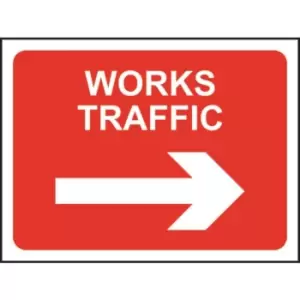 image of Zintec 1050x750mm Works Traffic Right Road Sign (no frame)