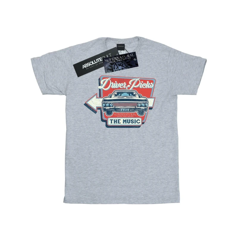 Image of Supernatural Supernatural Men Driver Picks The Music T-Shirt in Grey Size: Small Grey S Male 5057972337691