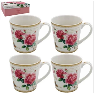 image of Redoute Rose Mugs Set Of 4 By Lesser & Pavey