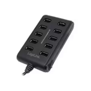 LogiLink UA0125 10-Port USB 2.0 Hub - Black