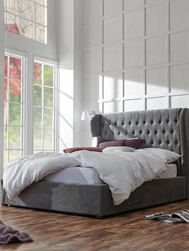 Image of GFW Dakota King Ottoman Grace Pewter Bed & Pocket Mattress, Grey DKT46PWSP