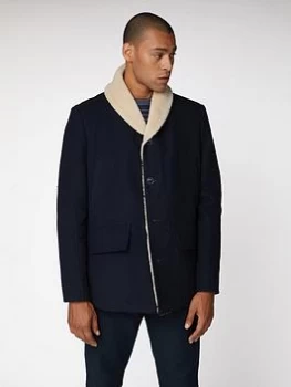 Image of Ben Sherman Heavyweight Shawl Collar Coat - Navy Blue, Midnight Size M Men