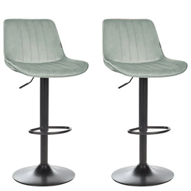 Image of Beliani Set Of 2 Bar Chairs Dubrovnik Velvet Swivel Mint Green