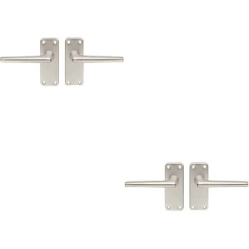 Image of Loops 2x PAIR Straight Tapered Handle on Latch Backplate 102 x 41mm Satin Aluminium Multi