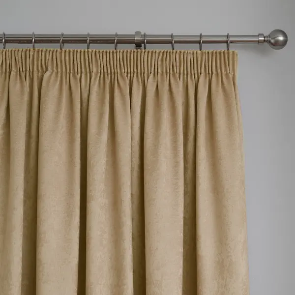 image of Fusion Galaxy Dim Out Woven Ochre Pencil Pleat Curtains Ochre