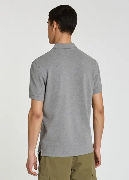 Image of Paul Smith Grey Marl Cotton-Pique Zebra Logo Polo Shirt