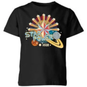 image of Captain Marvel Star Power Kids T-Shirt - Black - 11-12 Years