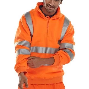 Image of BSeen Sweatshirt Quarter Zip Hi Vis 280gsm 2XL Orange Ref BSZSSENORXXL