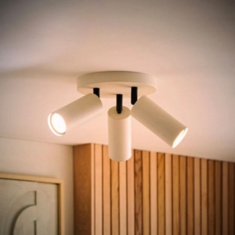 Image of Valuelights Taylor Matte Beige Tube 3 Way Adjustable Ceiling Spotlight And Bulbs