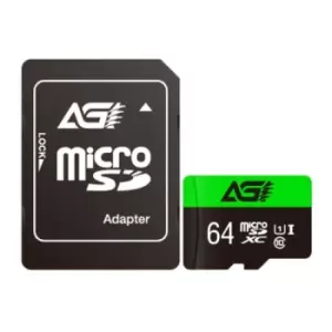 Image of AGI 64GB TF138 MicroSDXC Card with SD Adapter Class 10 / UHS Class 1