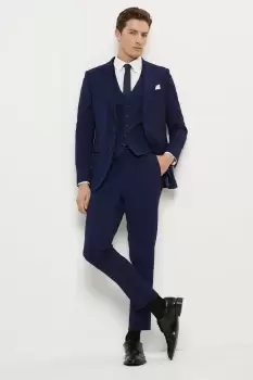 Image of Mens Skinny Fit Navy Textured Suit Jacket