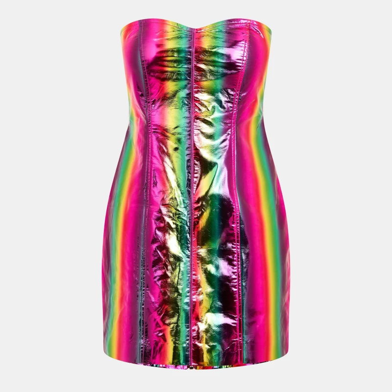 Image of AmyLynn Womens Rainbow Metallic Mini Dress Multi female 6 (XS)