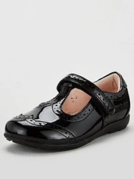 Image of Lelli Kelly Wide Fit Jennette T-Bar School Shoes - Black Patent, Size 9 Younger