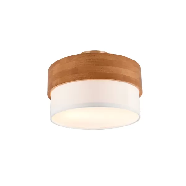 Image of Seasons Modern 30cm 2 Light Cylindrical Ceiling Light Nickel Matt White Shade