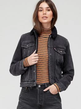Image of Levis Original Sherpa Trucker Jacket - Black, Size Xxs, Women