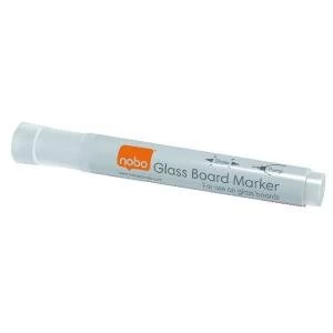 Image of Nobo Glass Whiteboard Markers White Pack of 4 1905323