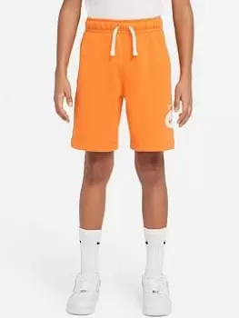 image of Nike Older Boys Nsw Core Hbr Short, Orange, Size S=8-10 Years