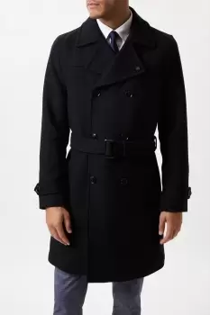 Image of Twill Wool Blend Trench Coat