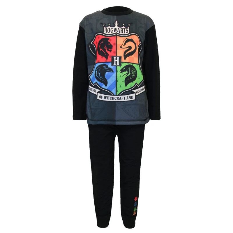 Image of Harry Potter Hogwarts Crest Long Pyjama Set Black male