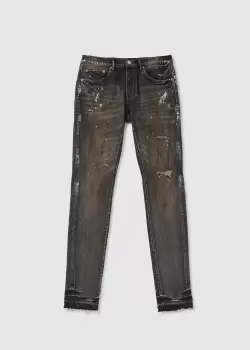 Image of Purple Brand Mens Black Dirty Vintage White Paint In Black