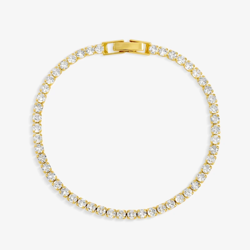 Image of Jon Richard Gold Plated CZ Round Tennis Bracelet Gold female One Size