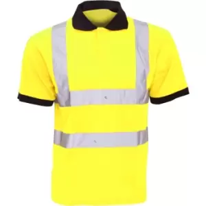 Image of Yoko Hi-Vis Short Sleeve Polo Shirt / Mens Workwear (2XL) (Hi-Vis Yellow) - Hi-Vis Yellow