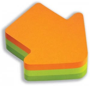 Image of 3M Postit Diecut Cube Arrow 225 Neon Rbw - 12 Pack