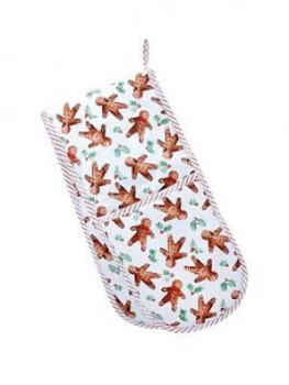 image of Gisela Graham Gingerbread Men Fabric Double Oven Glove