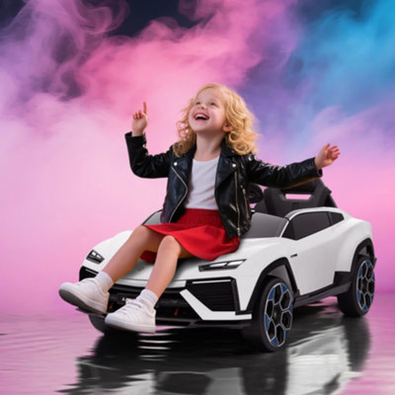 Image of Aiyaplay Licensed Lamborghini Electric Ride On Car With Suspension, White