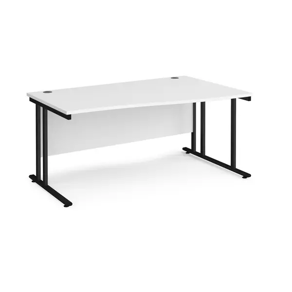 image of Maestro 25 Wave Desk Black Frame and White Table Top - Right Hand - 1600mm