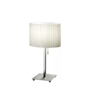 Image of Sand Lifestyle Fabric Round Drum Table Light Brushed Nickel, 1x E27